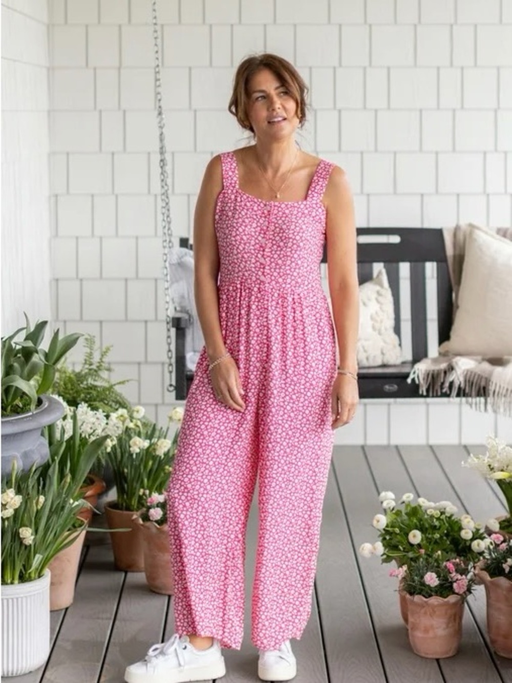 Smash + Tess Pink Floral Wide-Leg Romper